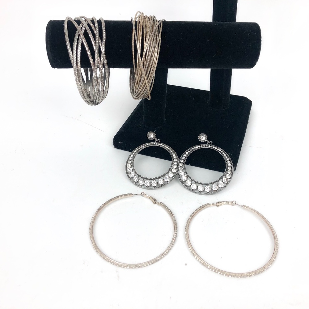 Lot of Two Chain Bracelet and 2 Pairs of Earrings